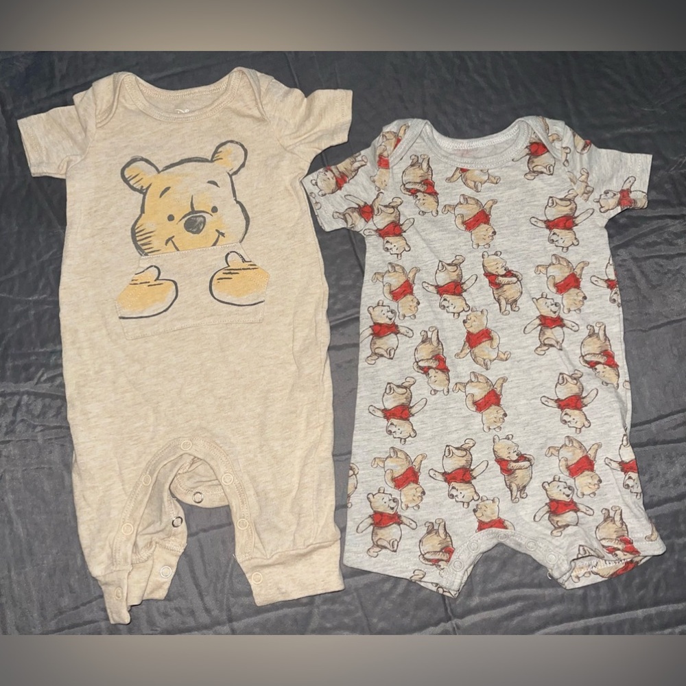 2 pack Winnie The Pooh Summer Rompers NB